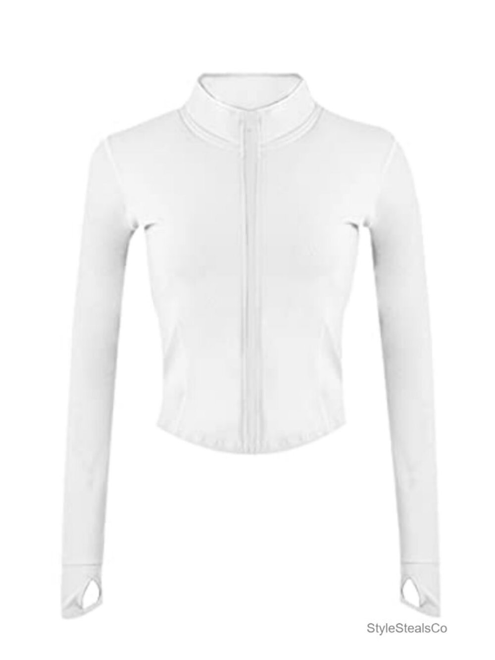 Cropped Zip Up Athletic Jacket for Women - Yoga Track Jacket with Thumbholes,